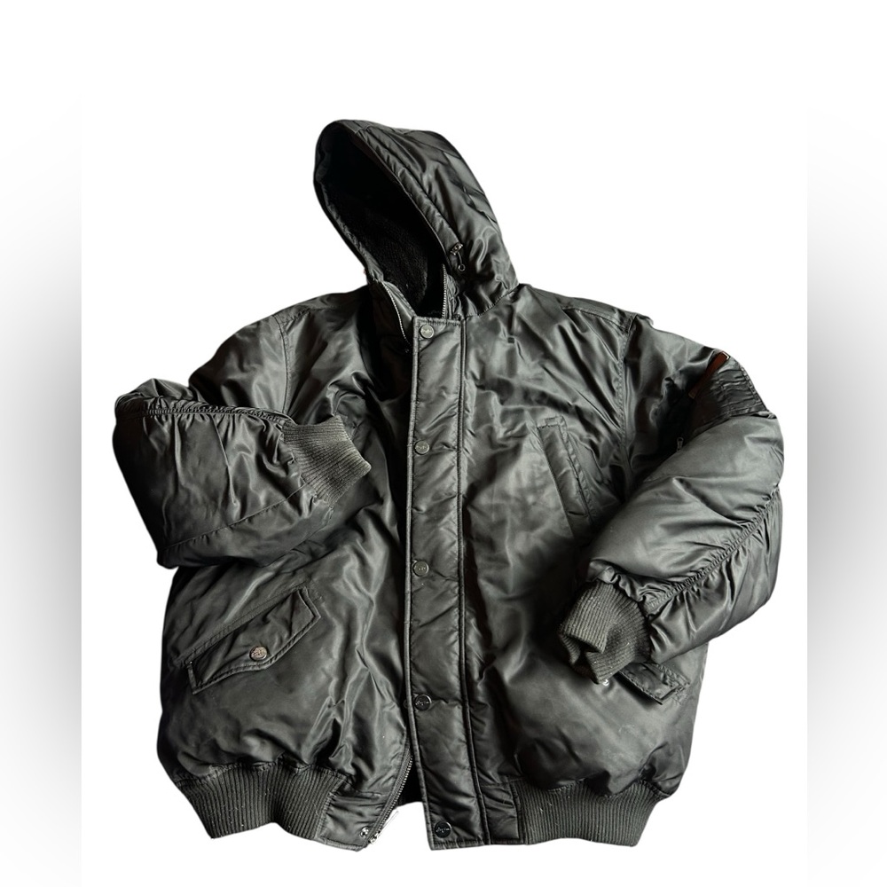 Sean John Black Hooded Bomber Jacket Size XL